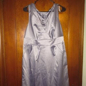 Silver Gray Ruched V-Neck Sheath Dress for Weddings